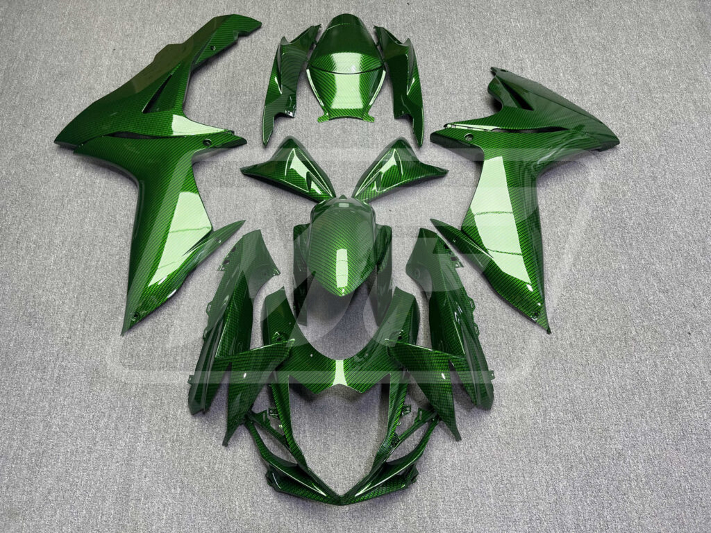 Suzuki GSXR 600 - 750 2011 - 2025 Gloss Green Carbon Fiber ABS fairings - custom motorcycle bodywork kit by Monster Fairings