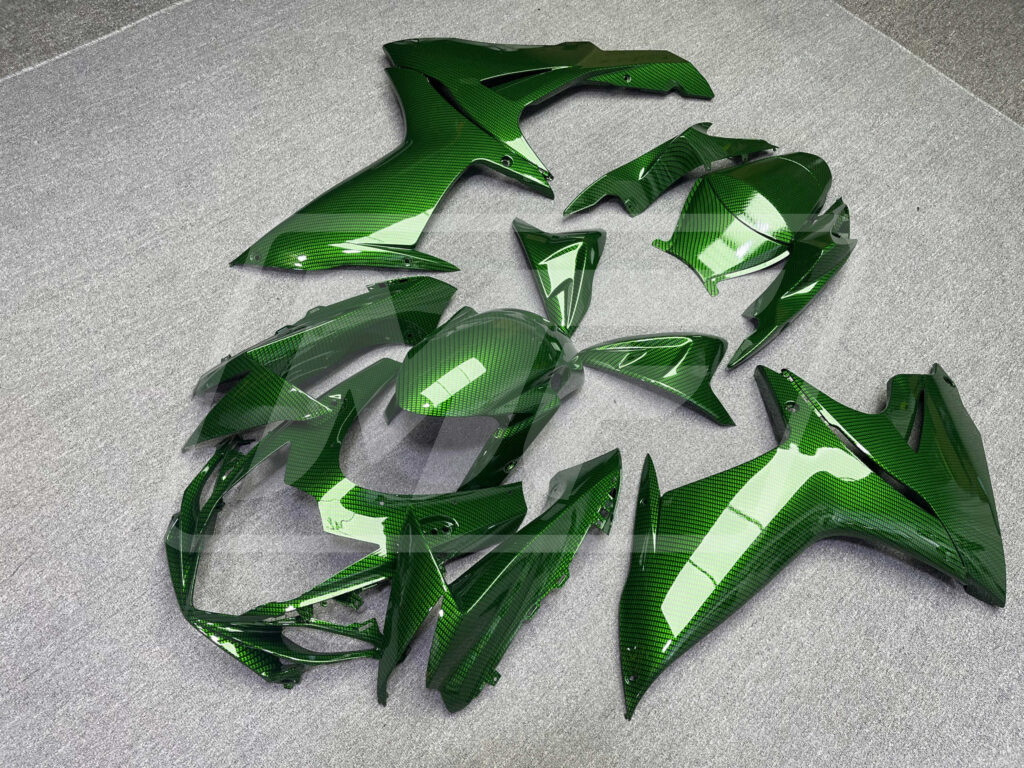 Suzuki GSXR 600 - 750 custom ABS fairings 2011 - 2025 in Gloss Green Carbon Fiber - durable replacement kit, Monster Fairings