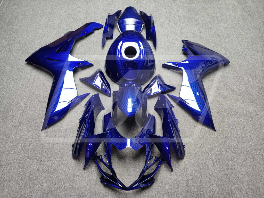 Suzuki GSXR 600 - 750 2011 - 2025 Gloss Blue Carbon Fiber ABS fairings - custom motorcycle bodywork kit by Monster Fairings