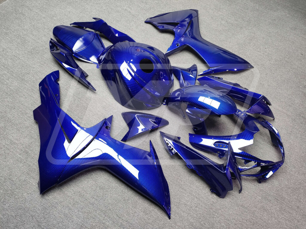 Suzuki GSXR 600 - 750 custom ABS fairings 2011 - 2025 in Gloss Blue Carbon Fiber - durable replacement kit, Monster Fairings
