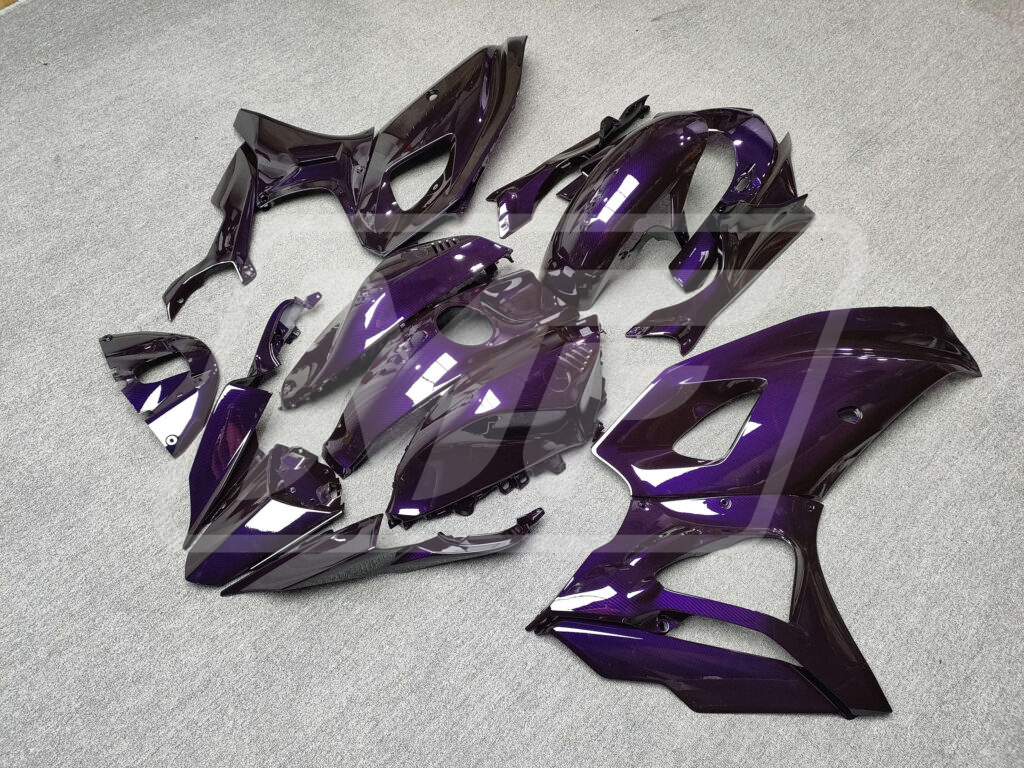 2021 - 2025 Yamaha R7 Gloss Purple Carbon Fiber fairing set - ABS injection, custom painted by Monster Fairings