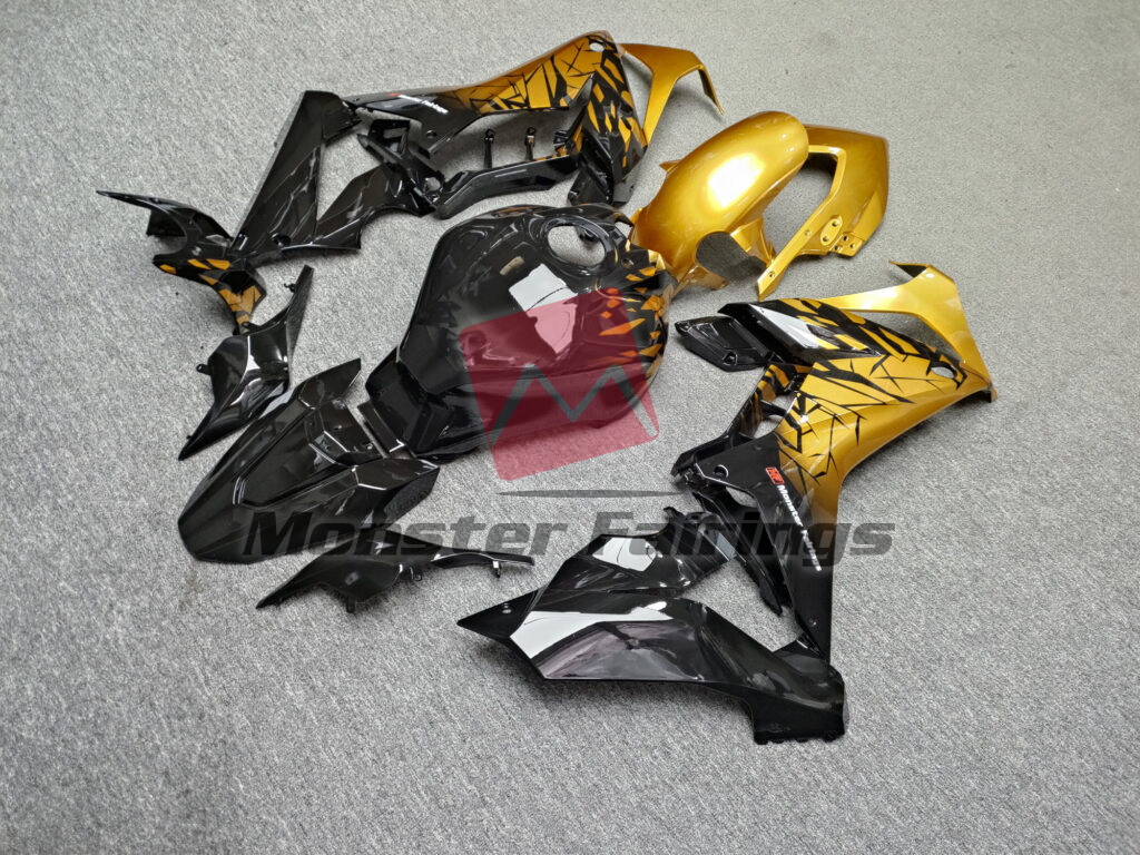 2019 - 2020 Honda CBR650R Gloss Gold & Black Shattered fairing set - ABS injection, custom painted by Monster Fairings