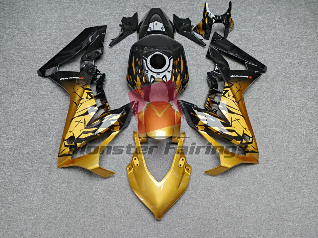 Honda CBR650R 2019 - 2020 Gloss Gold & Black Shattered ABS fairings - custom motorcycle bodywork kit by Monster Fairings