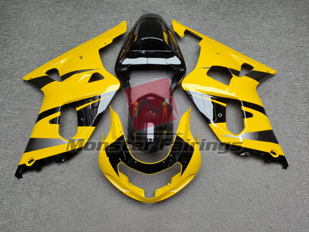 Suzuki GSXR 600 - 750 2001 - 2003 Gloss Yellow & Black Gray ABS fairings - custom motorcycle bodywork kit by Monster Fairings