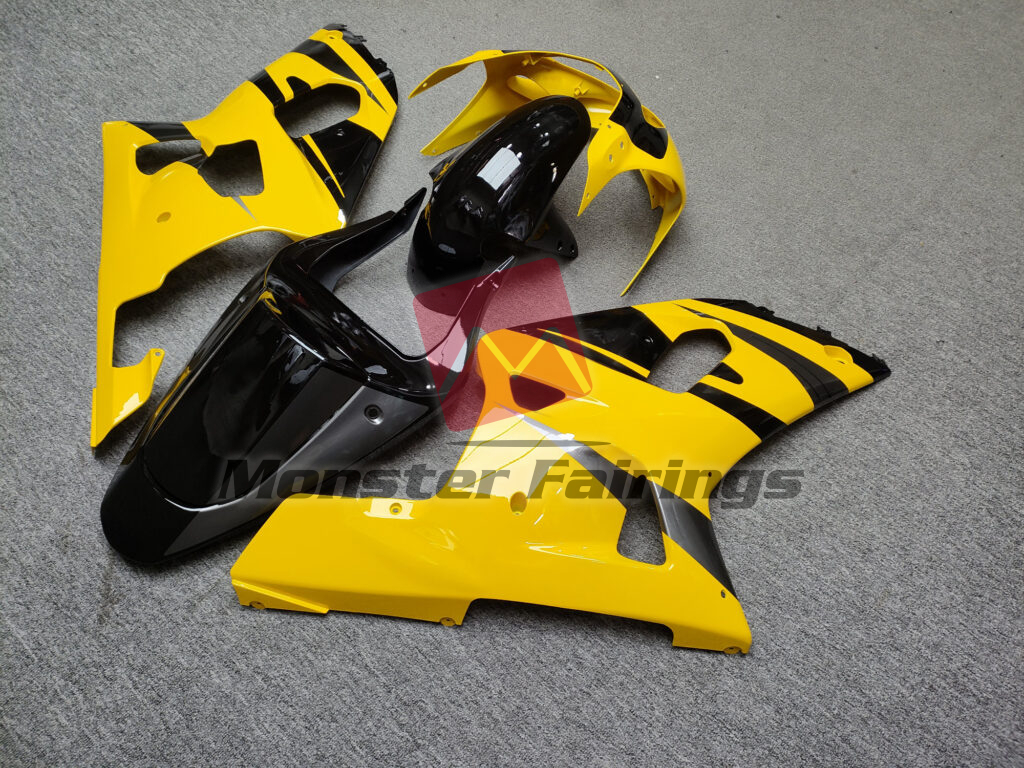 2001 - 2003 Suzuki GSXR 600 - 750 Gloss Yellow & Black Gray fairing set - ABS injection, custom painted by Monster Fairings