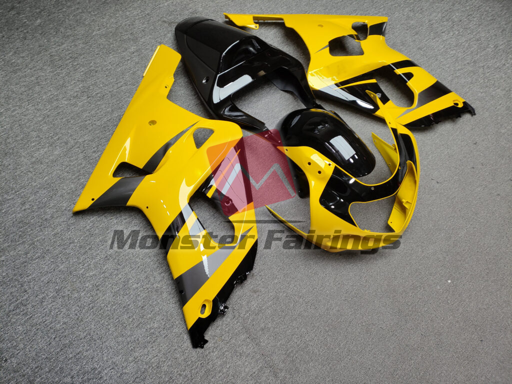 Gloss Yellow & Black Gray ABS fairings for Suzuki GSXR 600 - 750 2001 - 2003 - premium OEM fit kit by Monster Fairings