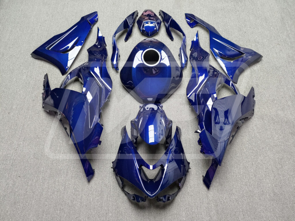 Kawasaki ZX6R 2024 - 2025 Gloss Blue Carbon Fiber ABS fairings - custom motorcycle bodywork kit by Monster Fairings