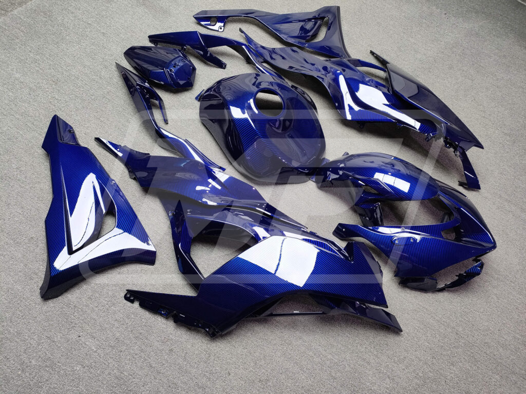 Kawasaki ZX6R custom ABS fairings 2024 - 2025 in Gloss Blue Carbon Fiber - durable replacement kit, Monster Fairings