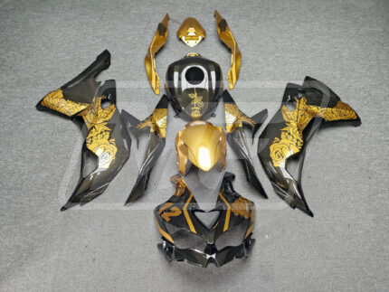 Kawasaki ZX4RR 2020-2024 Gloss Carbon Fiber Gold Roses ABS Fairings | Monster Fairings