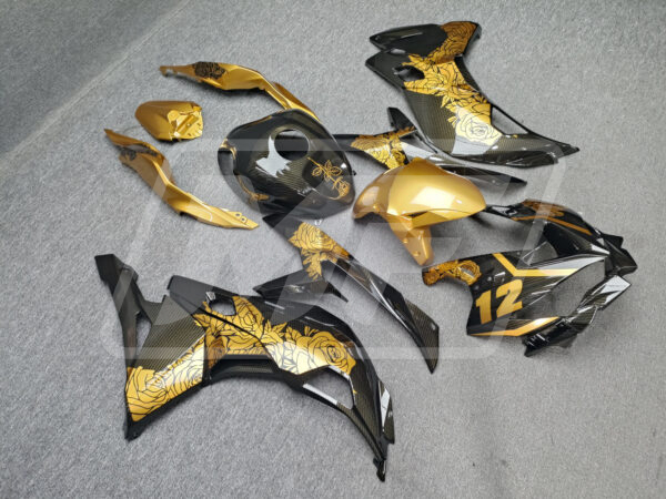 Kawasaki ZX4RR 2020-2024 Gloss Carbon Fiber Gold Roses ABS Fairings | Monster Fairings - Image 2