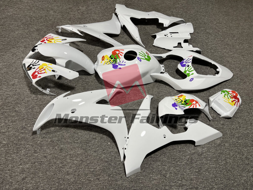Yamaha R1 custom ABS fairings 2004 - 2006 in Gloss White Custom - durable replacement kit, Monster Fairings