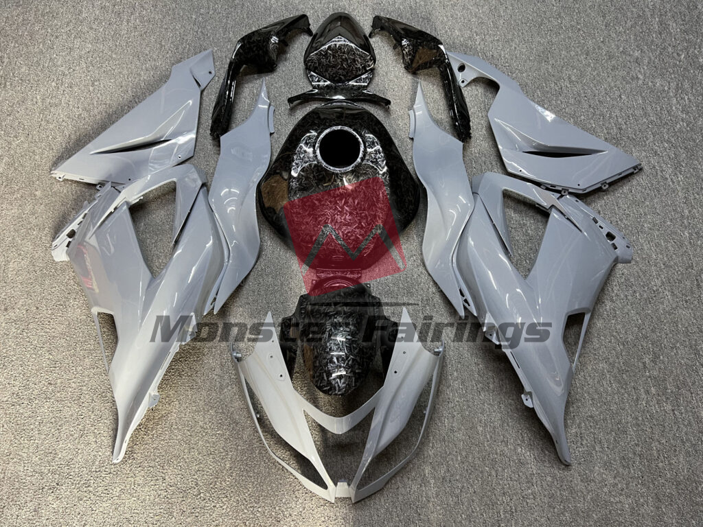 Kawasaki ZX6R 2013 - 2018 Gloss Nardo Gray Forged Carbon Fiber ABS fairings - custom motorcycle bodywork kit by Monster Fairings