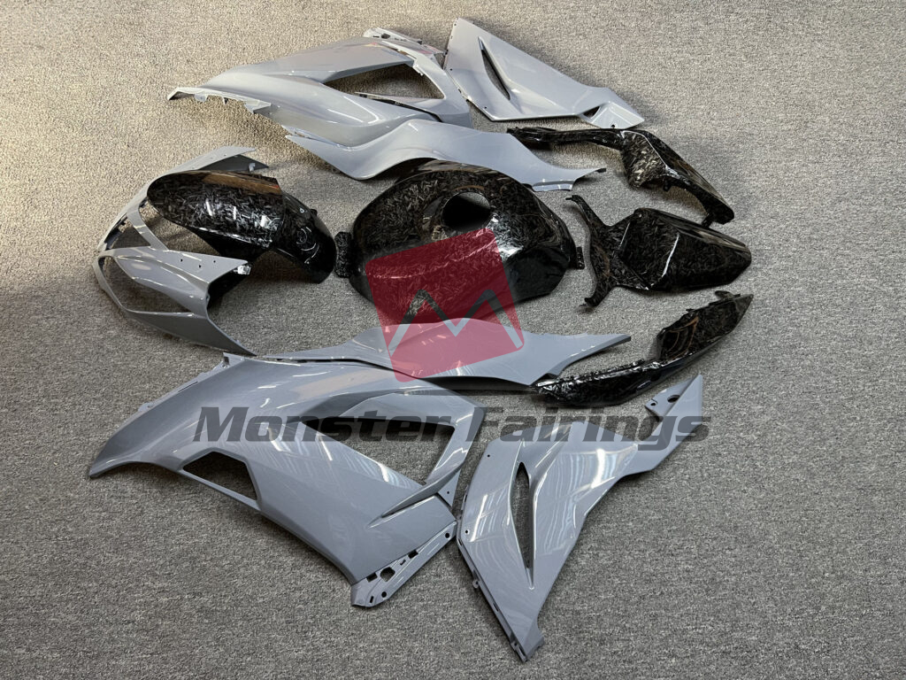 Kawasaki ZX6R custom ABS fairings 2013 - 2018 in Gloss Nardo Gray Forged Carbon Fiber - durable replacement kit, Monster Fairings