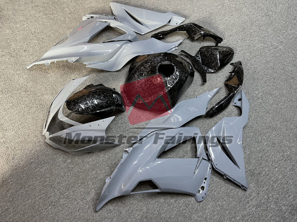 Gloss Nardo Gray Forged Carbon Fiber ABS fairings for Kawasaki ZX6R 2013 - 2018 - premium OEM fit kit by Monster Fairings