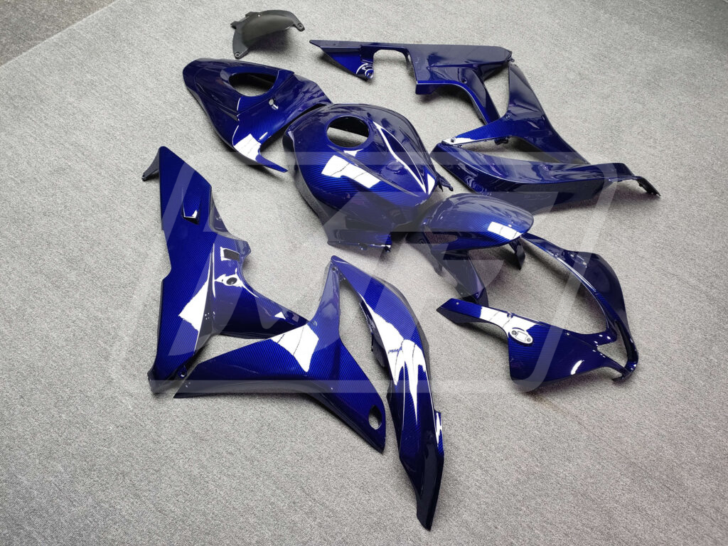 Honda CBR600RR custom ABS fairings 2007 - 2008 in Gloss Blue Carbon Fiber - durable replacement kit, Monster Fairings