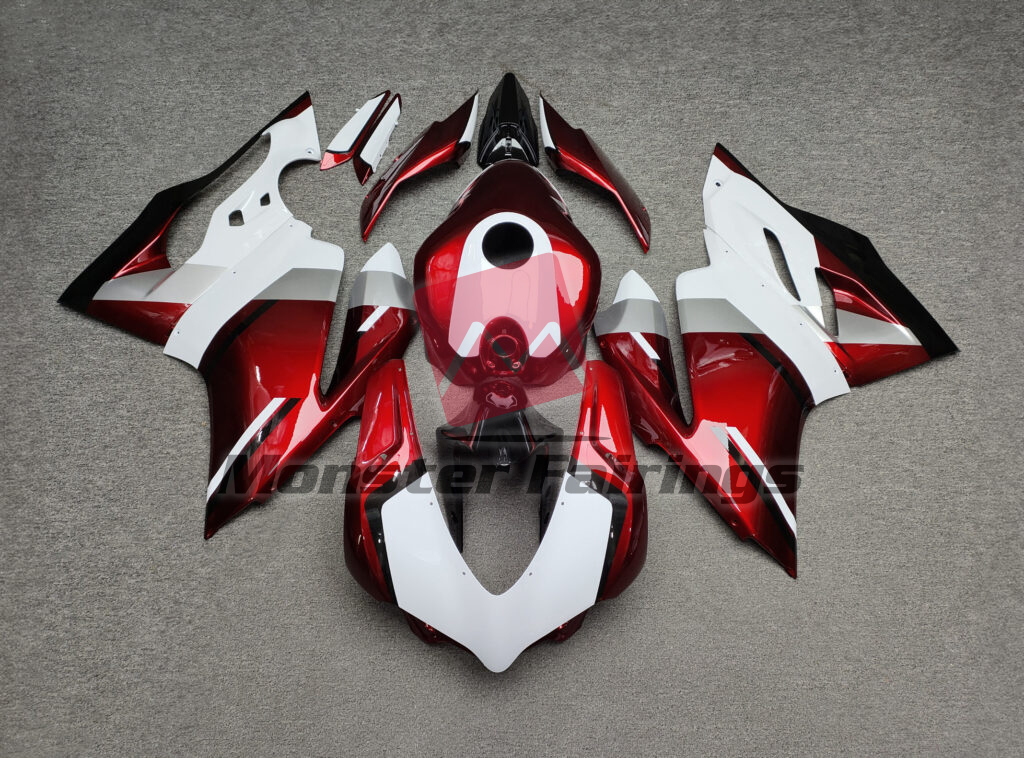 Ducati 959 Gloss White & Candy Red Black ABS fairings - custom motorcycle bodywork kit by Monster Fairings