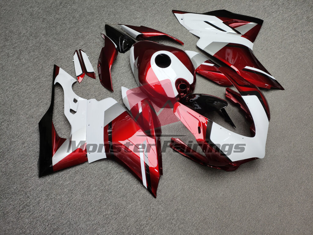 Ducati 959 custom ABS fairings in Gloss White & Candy Red Black - durable replacement kit, Monster Fairings