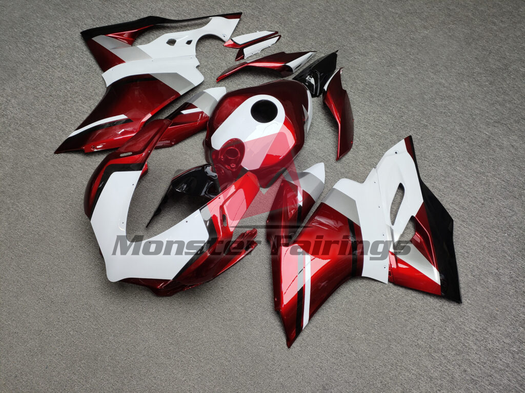Ducati 959 Gloss White & Candy Red Black fairing set - ABS injection, custom painted by Monster Fairings