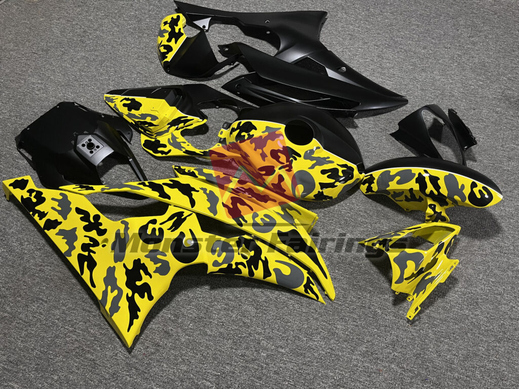 Matte Black & Gloss Yellow Camo Monster ABS fairings for Yamaha R6 2008 - 2016 - premium OEM fit kit by Monster Fairings