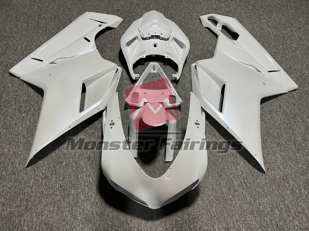 Ducati 848 1098 1198 2007 - 2013 Gloss Pearl White ABS fairings - custom motorcycle bodywork kit by Monster Fairings
