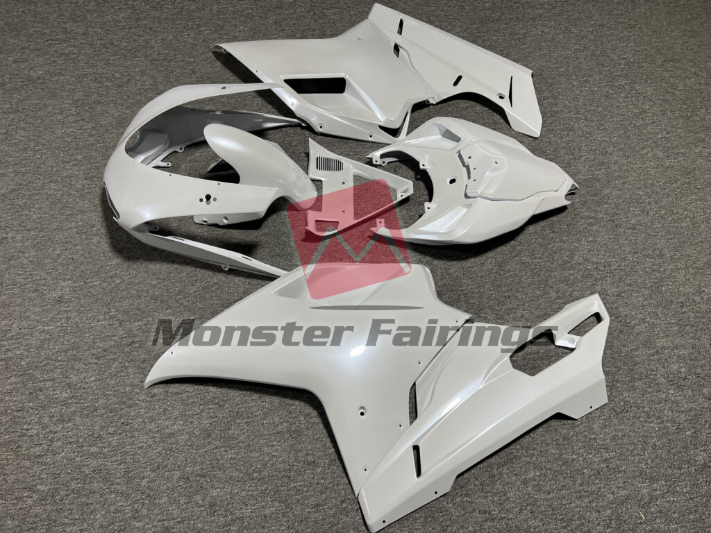 2007 - 2013 Ducati 848 1098 1198 Gloss Pearl White fairing set - ABS injection, custom painted by Monster Fairings