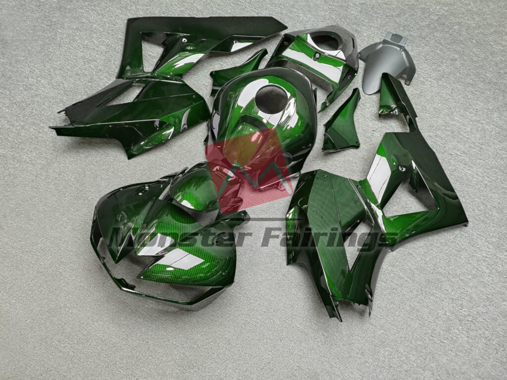 2013 - 2025 Honda CBR600RR Gloss Green Carbon Fiber fairing set - ABS injection, custom painted by Monster Fairings