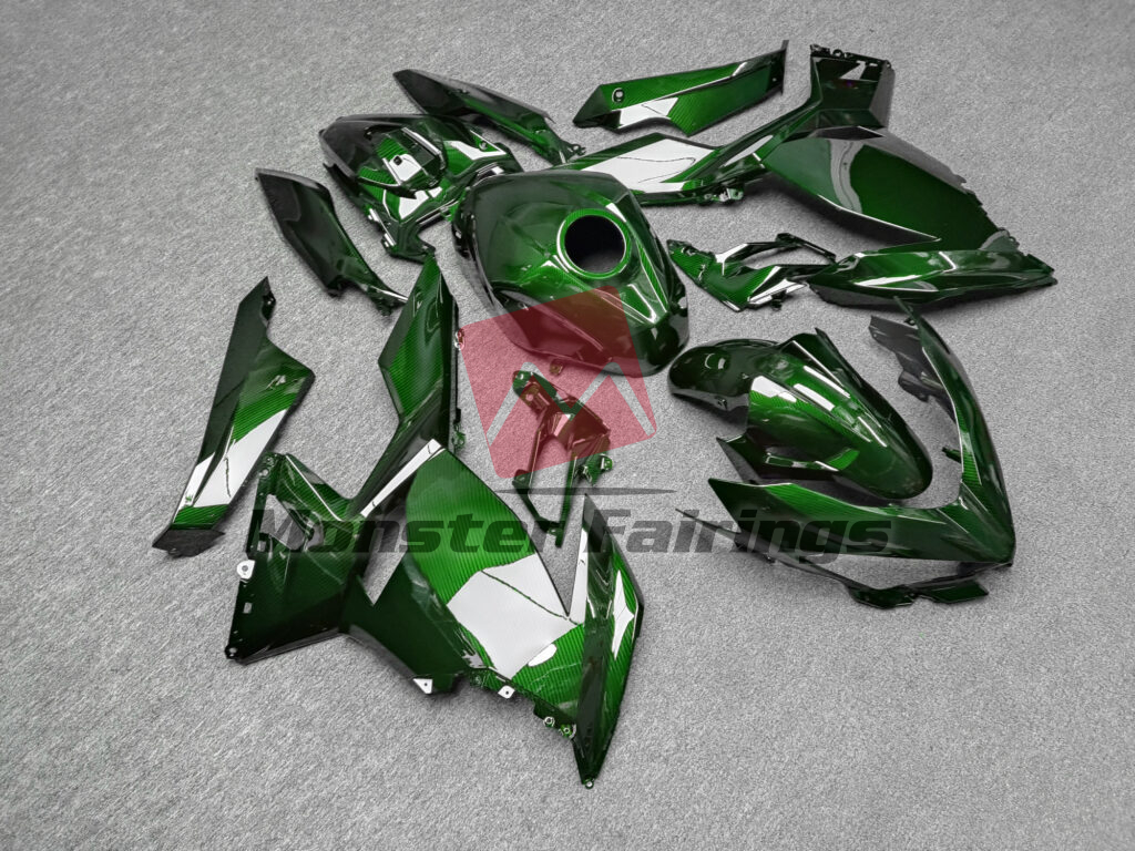 2018 - 2024 Kawasaki Ninja 400 Gloss Green Carbon Fiber fairing set - ABS injection, custom painted by Monster Fairings