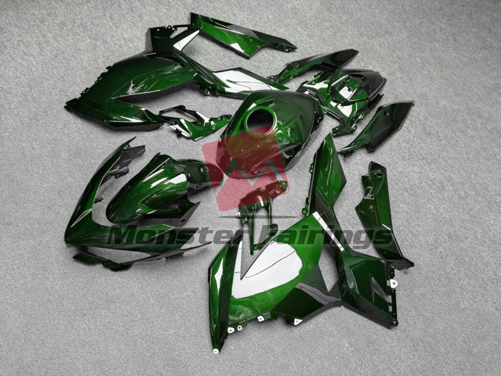 Kawasaki Ninja 400 custom ABS fairings 2018 - 2024 in Gloss Green Carbon Fiber - durable replacement kit, Monster Fairings