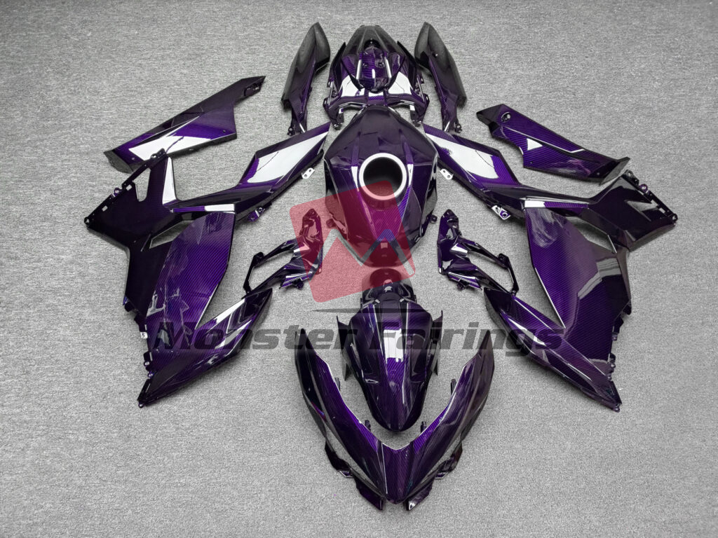 Kawasaki Ninja 400 2018 - 2024 Gloss Purple Carbon Fiber ABS fairings - custom motorcycle bodywork kit by Monster Fairings
