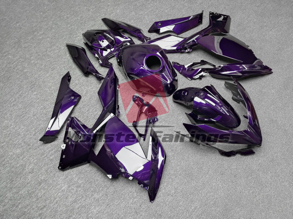 2018 - 2024 Kawasaki Ninja 400 Gloss Purple Carbon Fiber fairing set - ABS injection, custom painted by Monster Fairings