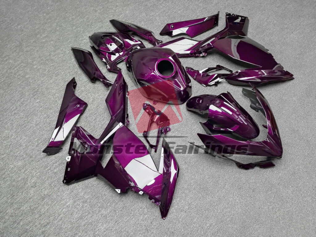 2018 - 2024 Kawasaki Ninja 400 Gloss Pink Carbon Fiber fairing set - ABS injection, custom painted by Monster Fairings