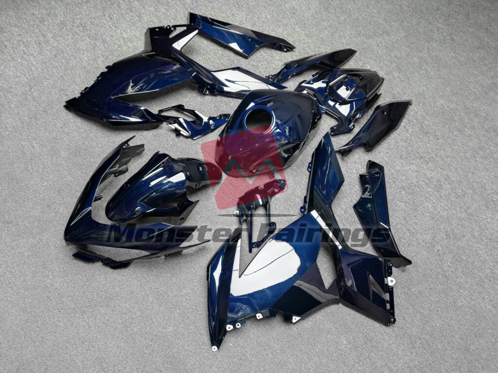 Kawasaki Ninja 400 custom ABS fairings 2018 - 2024 in Gloss Blue Carbon Fiber - durable replacement kit, Monster Fairings