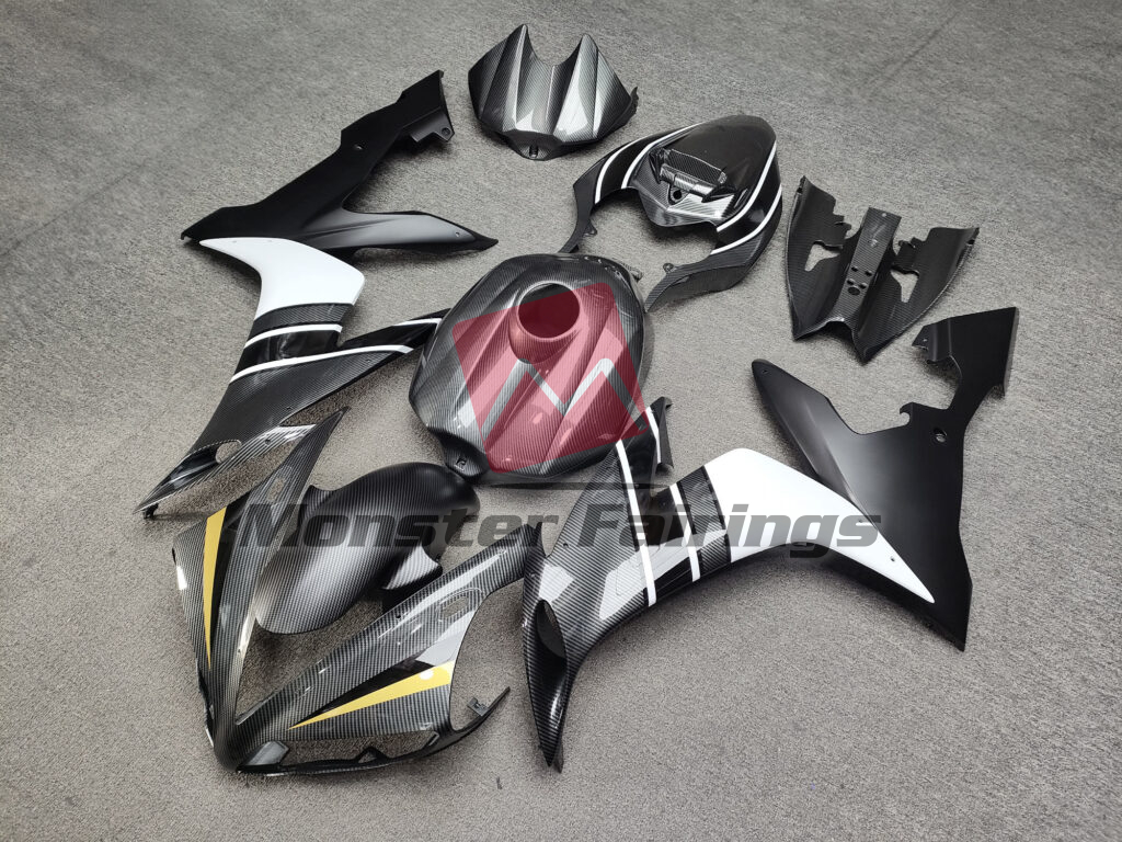 Yamaha R1 custom ABS fairings 2004 - 2006 in Gloss & Matte Carbon Fiber Black White - durable replacement kit, Monster Fairings