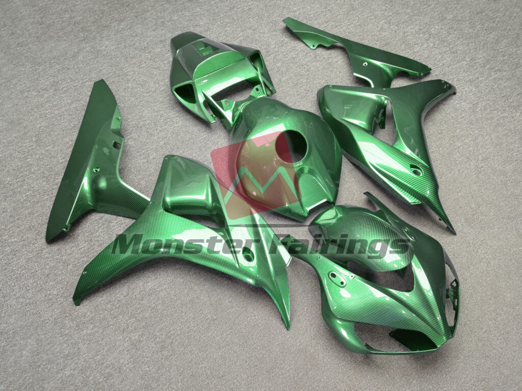 2006 - 2007 Honda CBR1000RR Gloss Green Carbon Fiber fairing set - ABS injection, custom painted by Monster Fairings