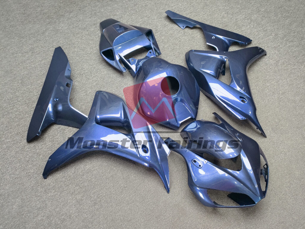 2006 - 2007 Honda CBR1000RR Gloss Blue Carbon Fiber fairing set - ABS injection, custom painted by Monster Fairings