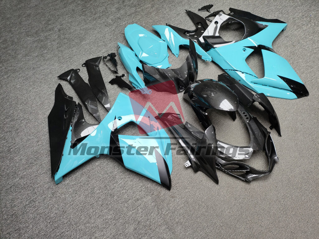 Gloss Light Blue & Black Carbon Fiber ABS fairings for Suzuki GSXR 1000 2009 - 2016 - premium OEM fit kit by Monster Fairings