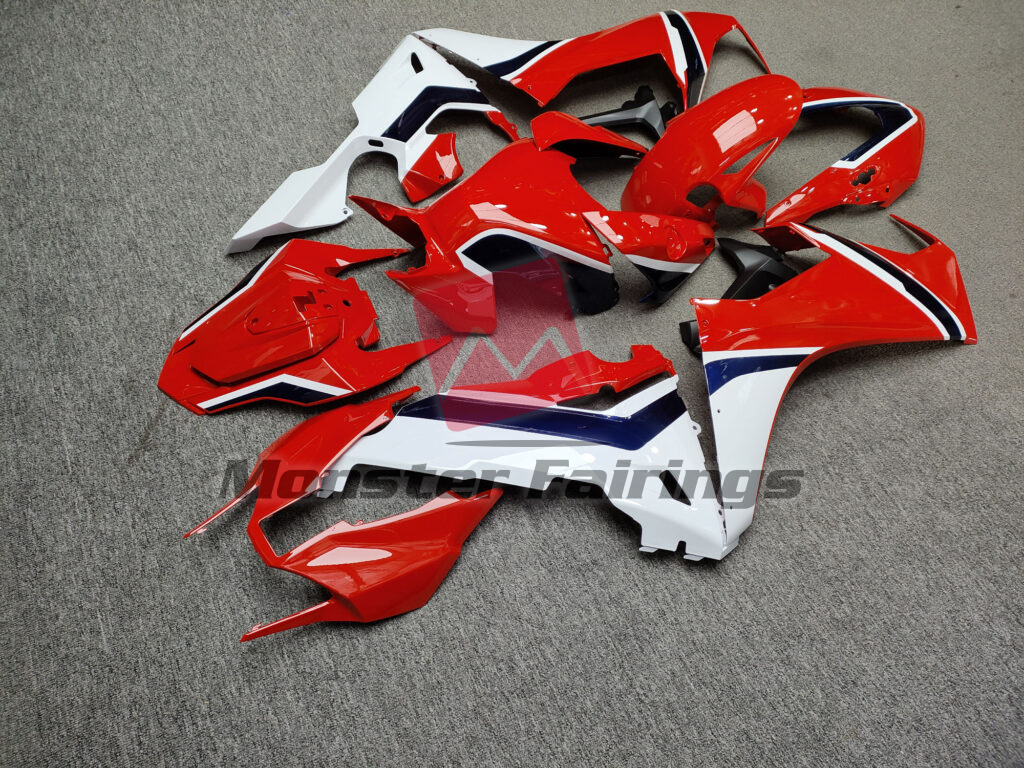 2017 - 2025 Honda CBR1000RR Gloss Red White & Dark Blue fairing set - ABS injection, custom painted by Monster Fairings