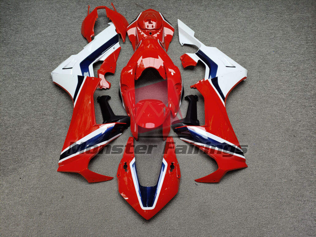 Honda CBR1000RR 2017 - 2025 Gloss Red White & Dark Blue ABS fairings - custom motorcycle bodywork kit by Monster Fairings