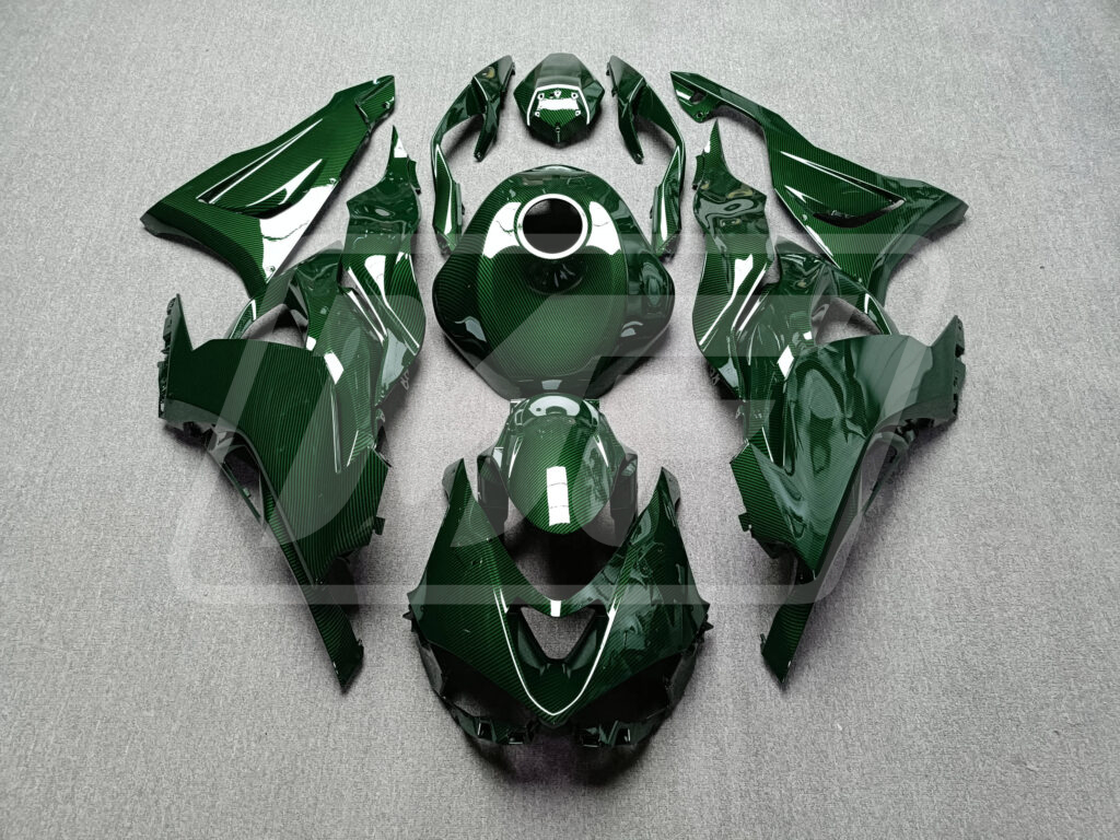 Kawasaki ZX6R 2024 - 2025 Gloss Green Carbon Fiber ABS fairings - custom motorcycle bodywork kit by Monster Fairings