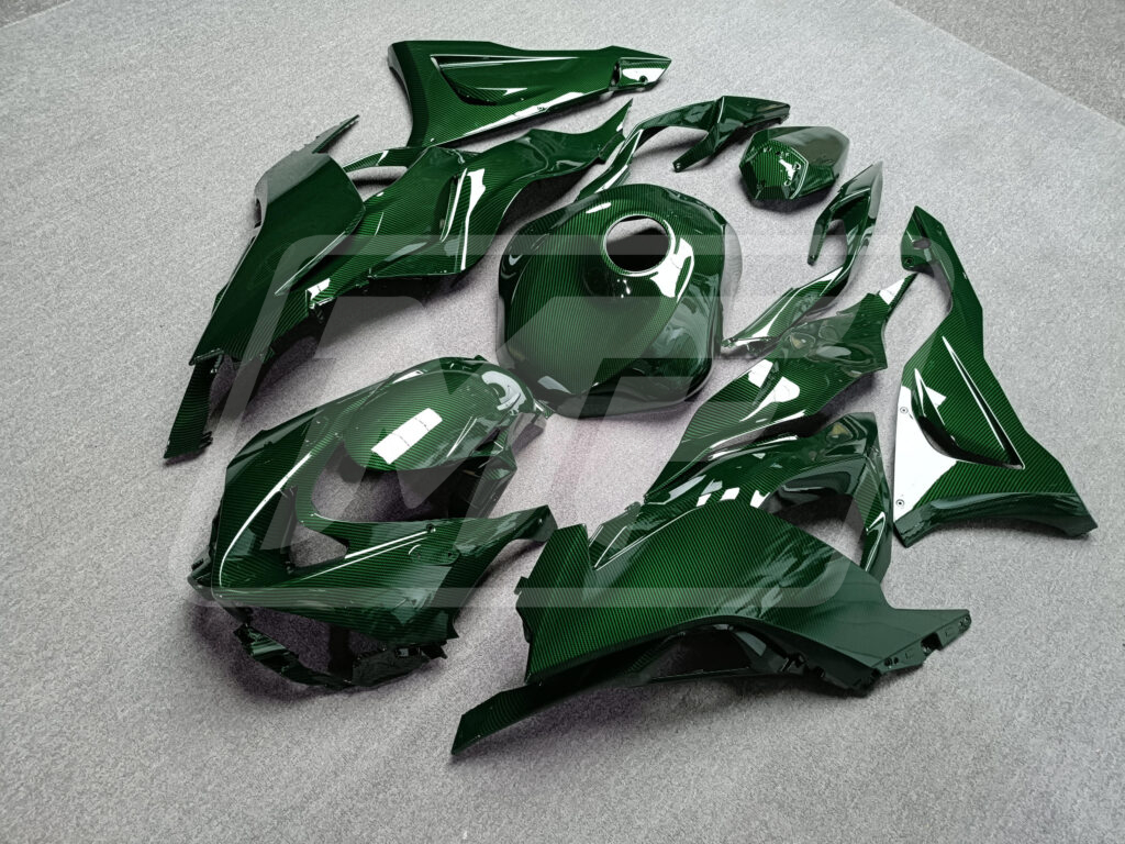 Gloss Green Carbon Fiber ABS fairings for Kawasaki ZX6R 2024 - 2025 - premium OEM fit kit by Monster Fairings