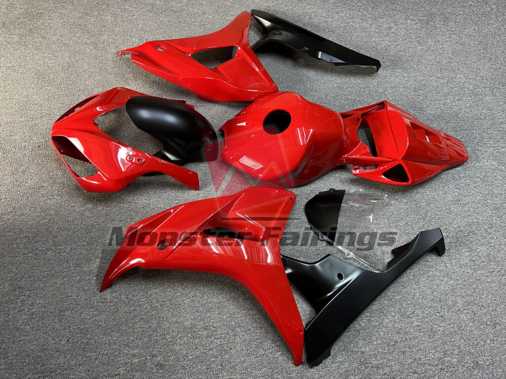 2006 - 2007 Honda CBR1000RR Gloss Red & Matte Black fairing set - ABS injection, custom painted by Monster Fairings