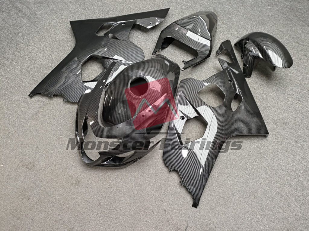 Gloss Carbon Fiber Style ABS fairings for Suzuki GSXR 600 - 750 2004 - 2005 - premium OEM fit kit by Monster Fairings