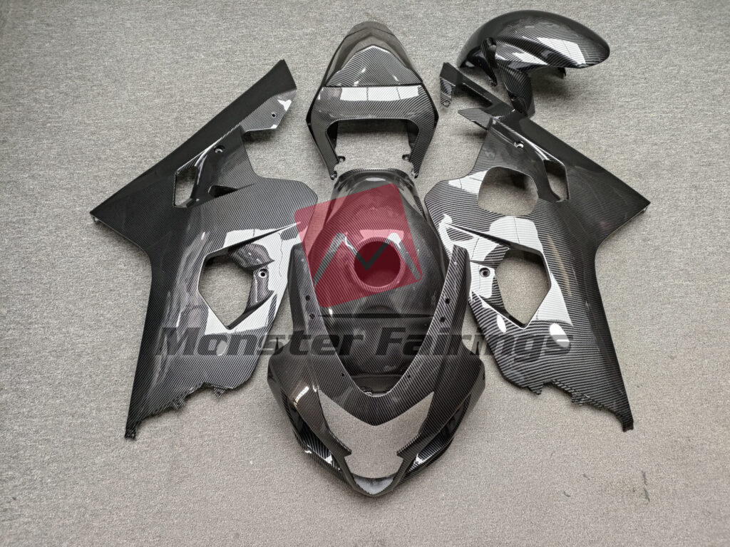 Suzuki GSXR 600 - 750 2004 - 2005 Gloss Carbon Fiber Style ABS fairings - custom motorcycle bodywork kit by Monster Fairings