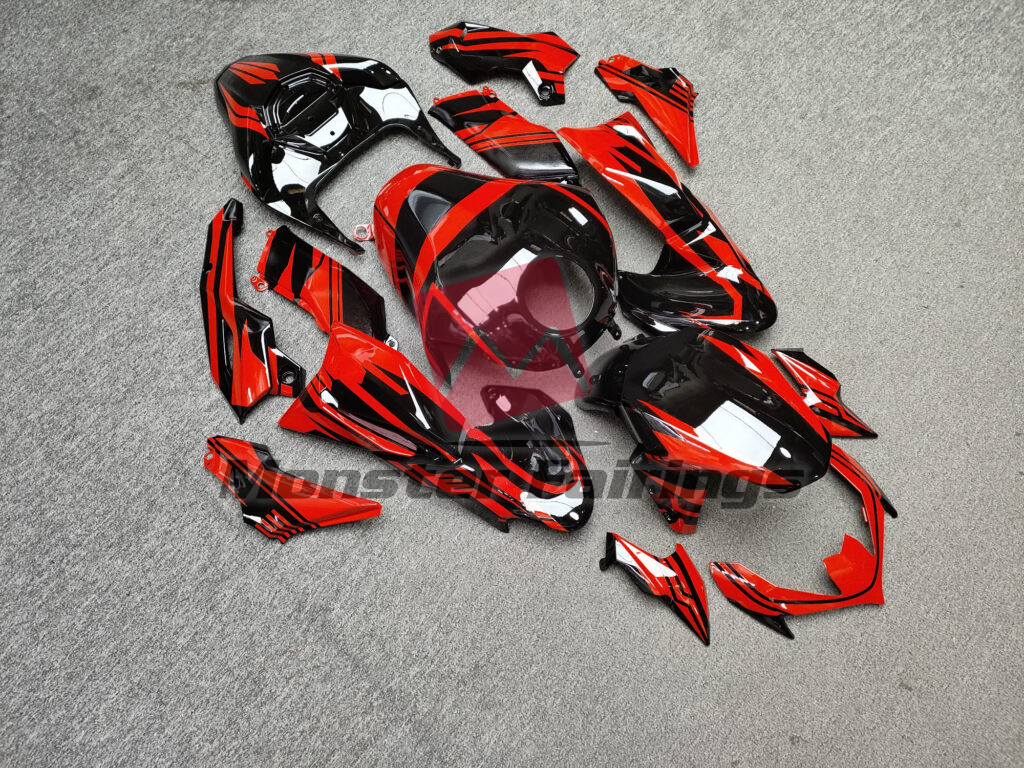 Kawasaki Z900 custom ABS fairings 2020 - 2024 in Gloss Black & Red - durable replacement kit, Monster Fairings