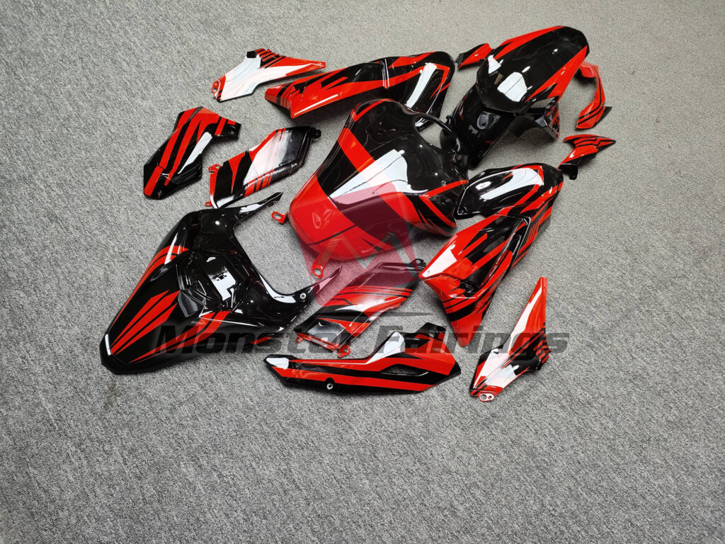 2020 - 2024 Kawasaki Z900 Gloss Black & Red fairing set - ABS injection, custom painted by Monster Fairings