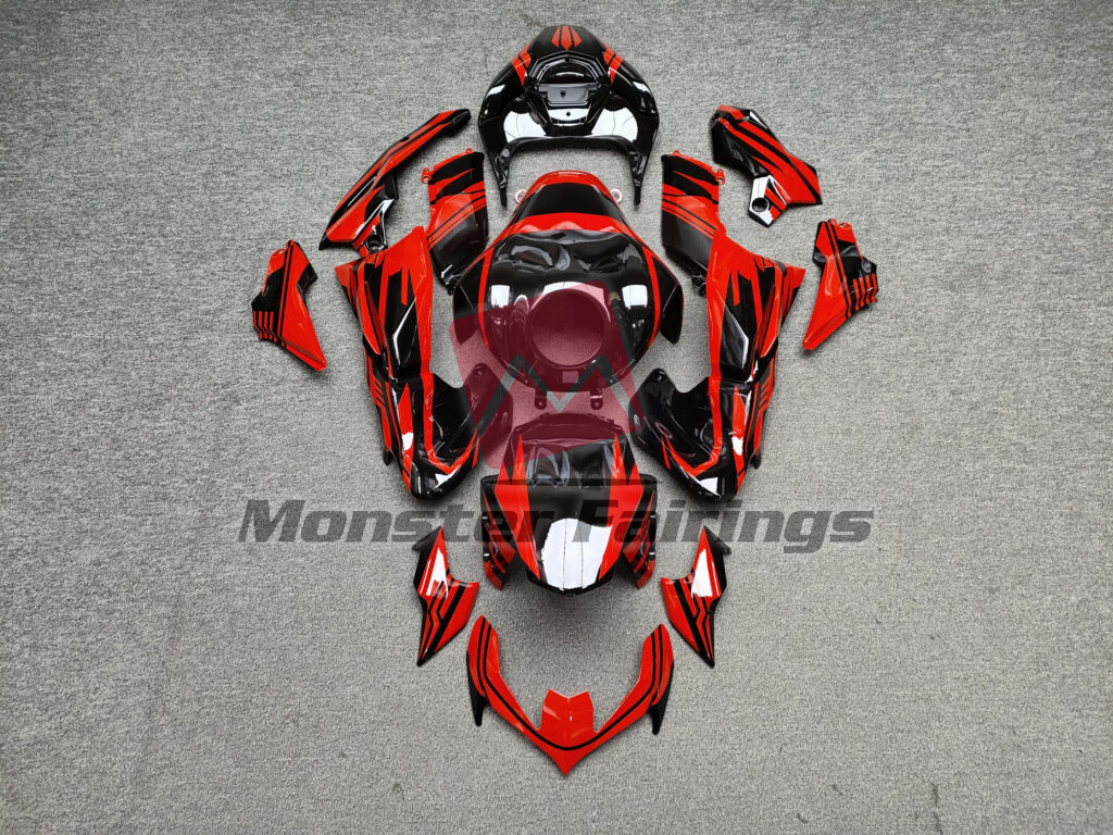 Kawasaki Z900 2020 - 2024 Gloss Black & Red ABS fairings - custom motorcycle bodywork kit by Monster Fairings