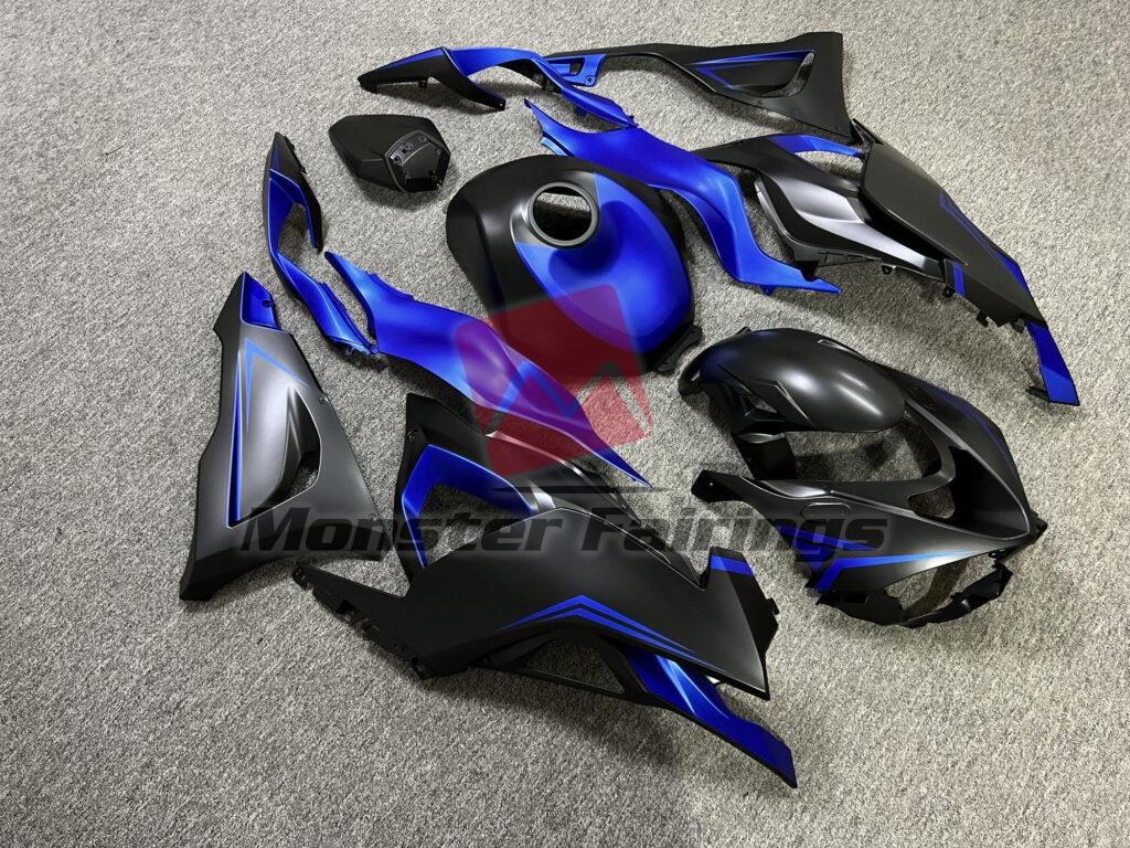 Matte Black & Blue ABS fairings for Kawasaki ZX6R 2024 - 2025 - premium OEM fit kit by Monster Fairings
