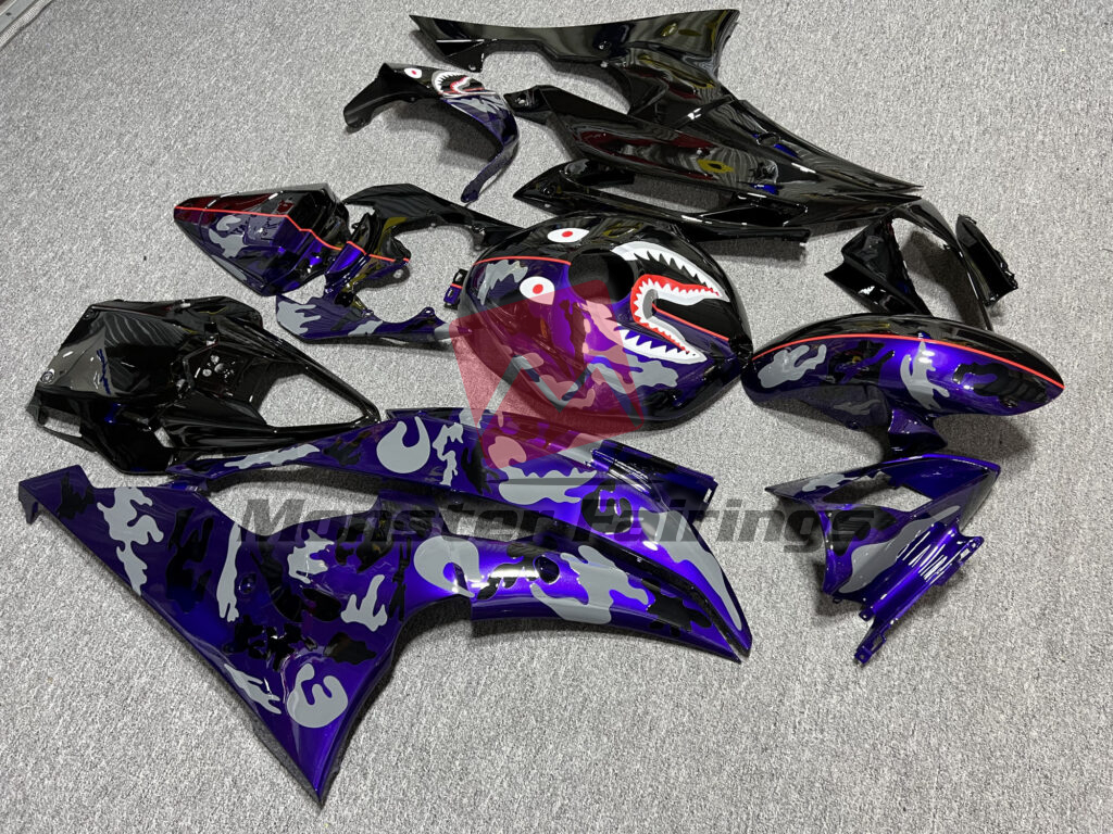Gloss Black & Purple Gray Camo Monster ABS fairings for Yamaha R6 2008 - 2016 - premium OEM fit kit by Monster Fairings