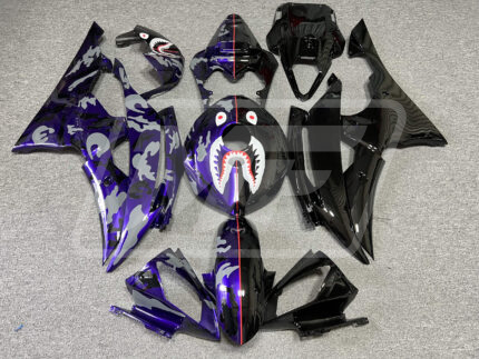 Yamaha R6 2008-2016 Gloss Black & Purple with Gray Camo Monster ABS Fairings | Monster Fairings