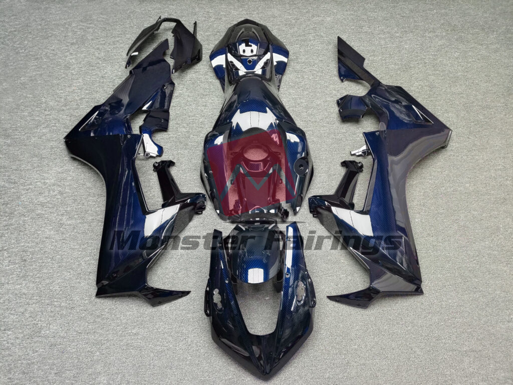 Honda CBR1000RR 2017 - 2025 Gloss Blue Carbon Fiber Style ABS fairings - custom motorcycle bodywork kit by Monster Fairings